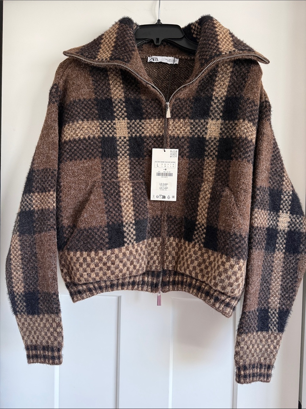Zara plaid sweater jacket